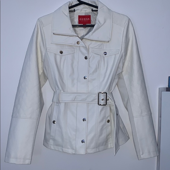 GUESS White Faux-leather Moto jacket - Picture 1 of 5